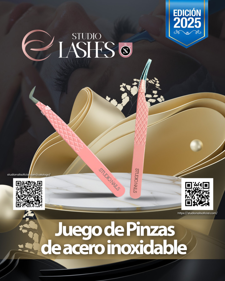 Set de Pinzas de Acero Inoxidable para Extensiones de Pestañas - Studio Lashes - Imagen 1