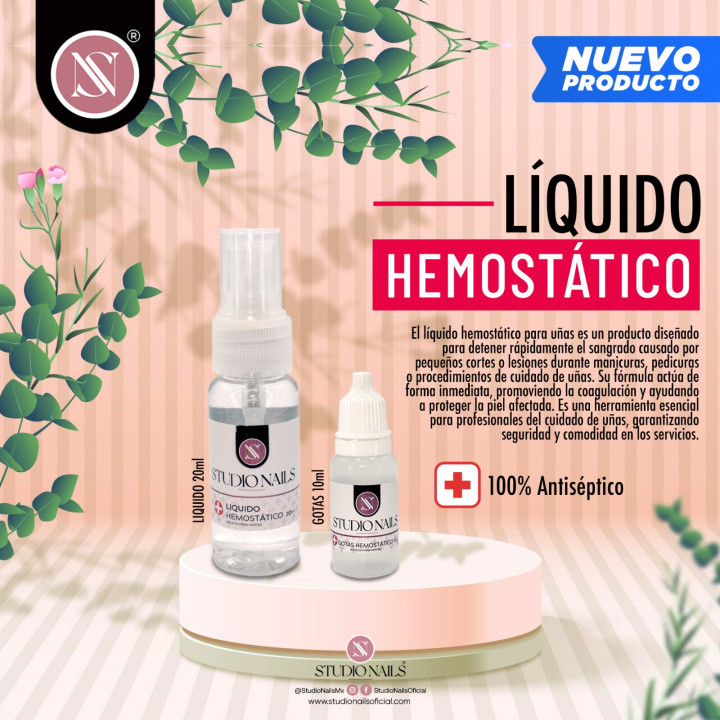 1 STUDIO NAILS | Líquido Hemostático para Uñas 100% Antiséptico - Control de Sangrado Profesional para Manicure y Pedicure - Imagen 2