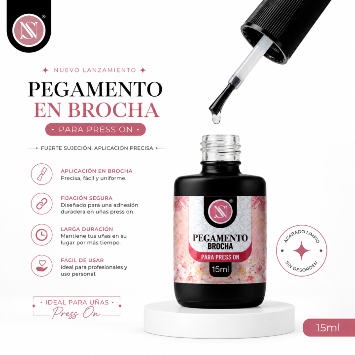 Resina Pegamento en Brocha para Press On 15ml - Imagen 2