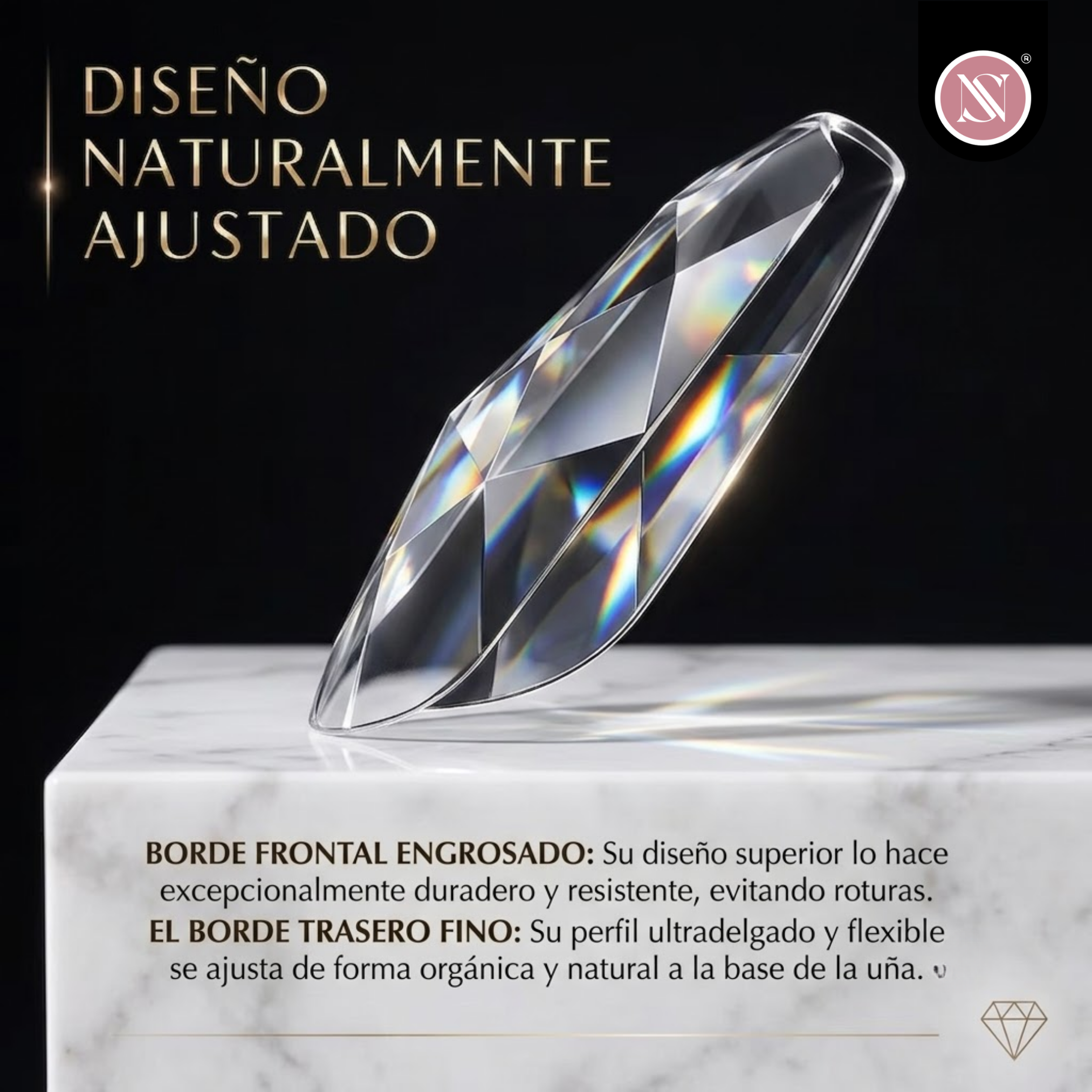 3 Soft Gel Tips 3D Diamond Clear - 120 piezas - Imagen 3